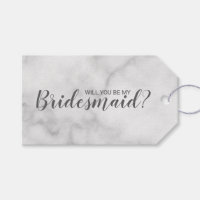 Will You Be My Bridesmaid? Modern White Marble