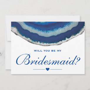 Will You Be My Bridesmaid Navy Blue Wedding Agate Invitation