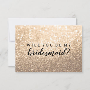 WIll You Be My Bridesmaid- Peach Gold Glitter Glam Invitation