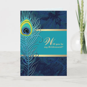 Will you be my Bridesmaid? Peacock Feather Invitation