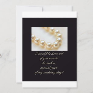 will you be my bridesmaid - pearls on black invitation