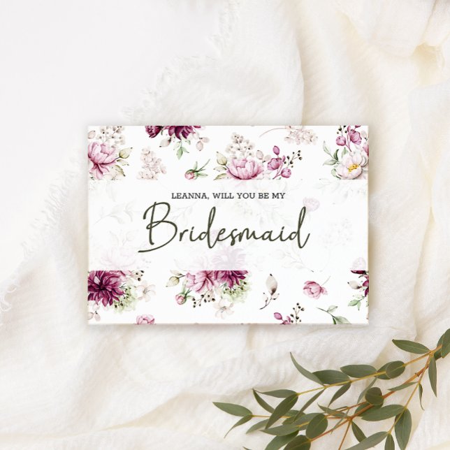 Will You Be My Bridesmaid Peonies Pink Floral (Creator Uploaded)