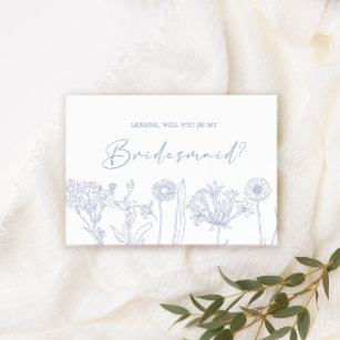 Will You Be My Bridesmaid Periwinkle Flowers Boho