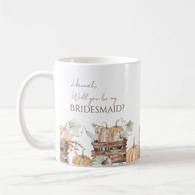 Will You Be My Bridesmaid Personalised Fall Mug (Left)