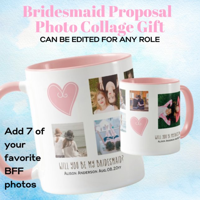 Will You Be My Bridesmaid PHOTO COLLAGE BFF Gift L Mug (Creator Uploaded)