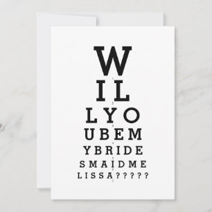 Will You Be My Bridesmaid Photo Optician Chart Inv Invitation