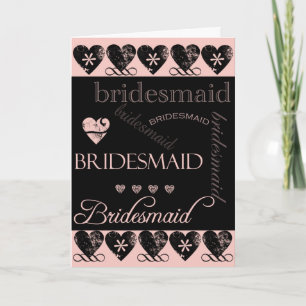 Will You Be My Bridesmaid Pink and Black Invitation