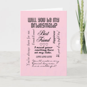 Will You Be My Bridesmaid, Pink, Best Friend Invitation