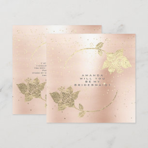 Will You Be My Bridesmaid Pink Blush Confetti Gold Invitation