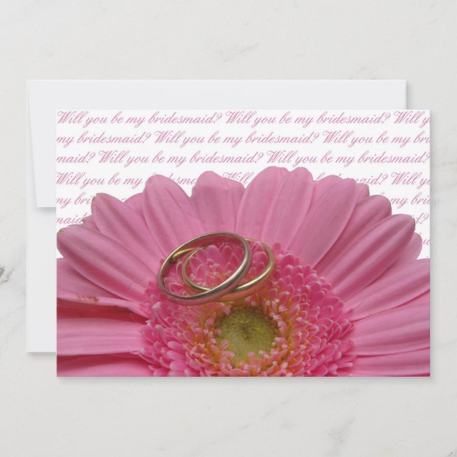 will you be my bridesmaid pink gerbera on white le invitation (Front)