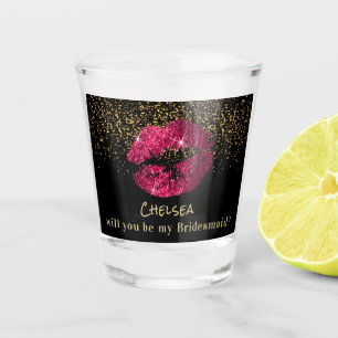 Will you be my Bridesmaid - Pink Lips Shot Glass
