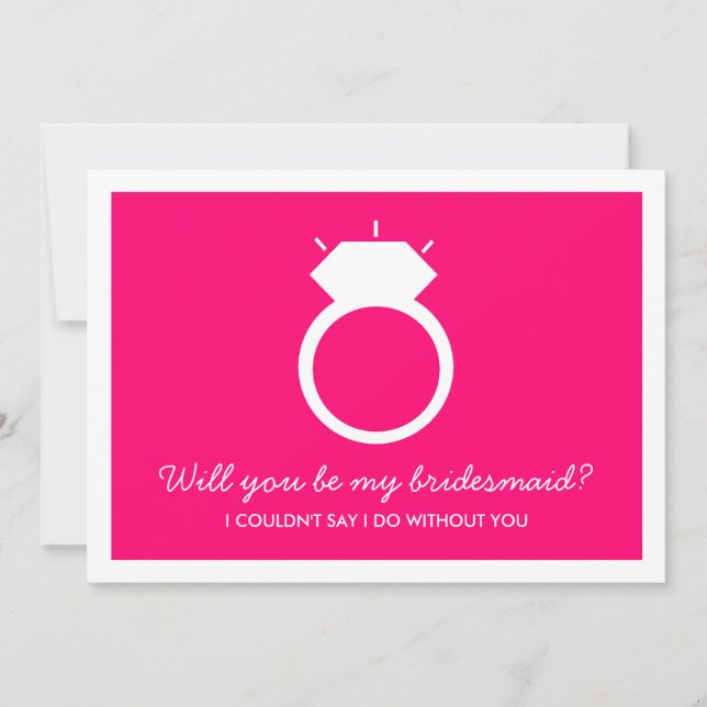 Will You Be My Bridesmaid? Pink Ring Card (Front)