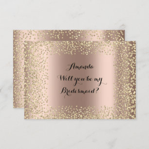 Will You Be My Bridesmaid Pink Rose Gold Confetti Invitation