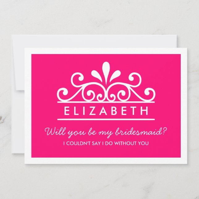 Will You Be My Bridesmaid? Pink Tiara Card (Front)