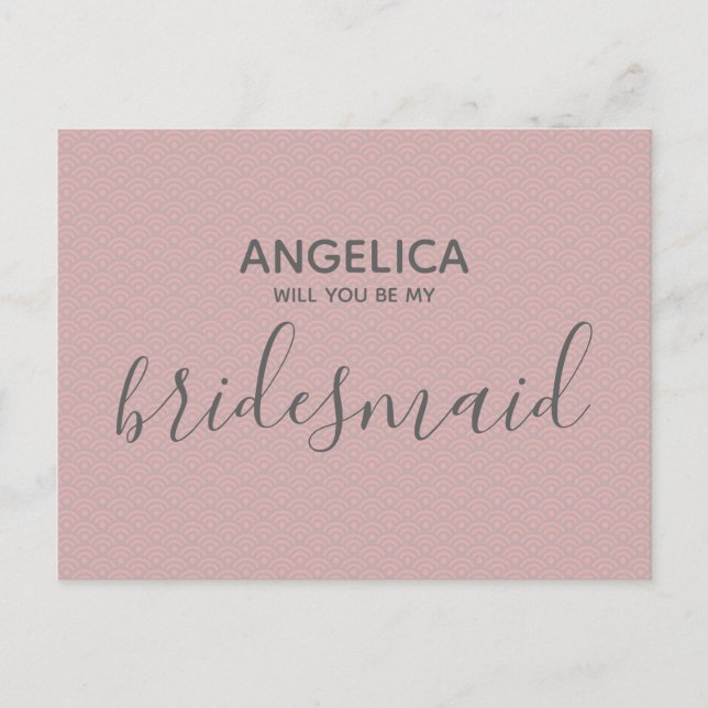 Will you be my bridesmaid Pretty Pink Pattern Invitation Postcard (Front)