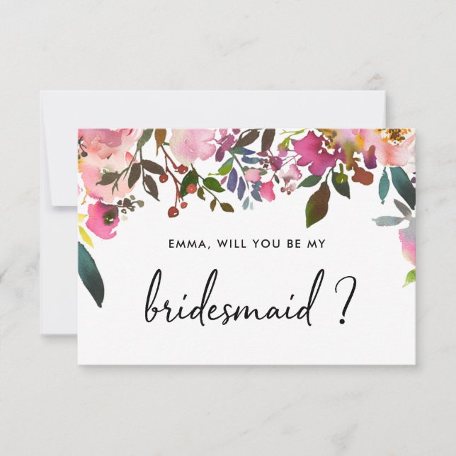 Will You Be My Bridesmaid Proposal Flat Card (Front)