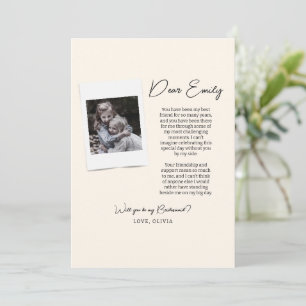 Will You Be My Bridesmaid Proposal Photo Minimal Invitation