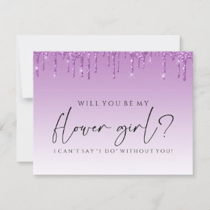 Will You Be My Bridesmaid - Purple Glitter Drip Invitation