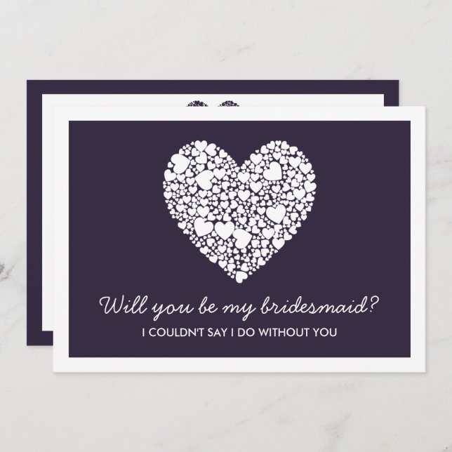 Will You Be My Bridesmaid? Purple Heart Card (Front/Back)