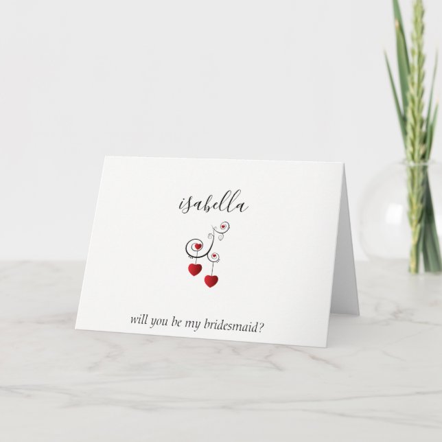 Will You be My Bridesmaid - Red Hearts Invitation (Front)