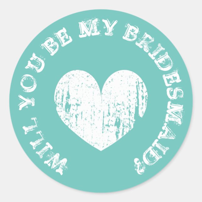 Will you be my bridesmaid request vintage stickers (Front)
