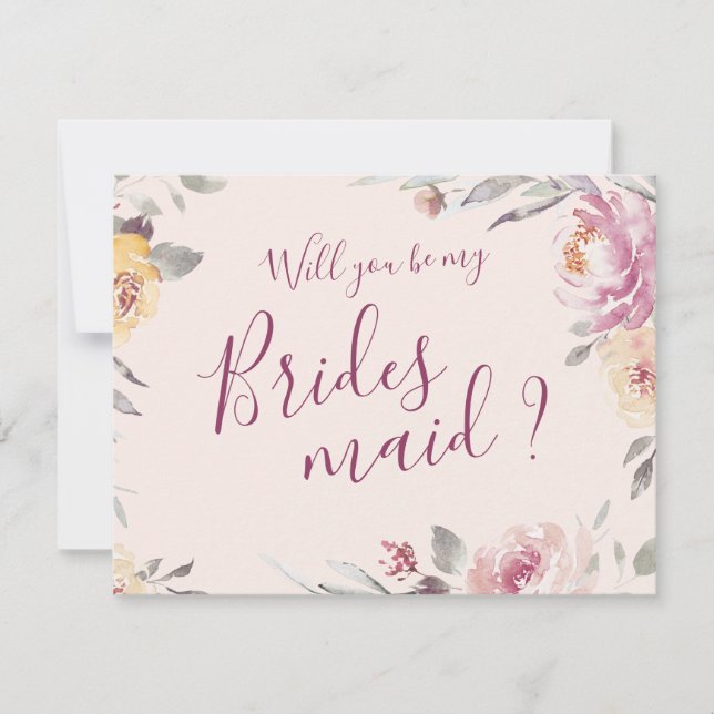 Will you be my bridesmaid Romantic garden floral Invitation (Front)