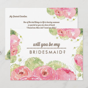 Will you be my Bridesmaid? Romantic Roses Invitation