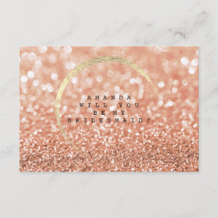 Will You Be My Bridesmaid Rose Blush Gold Glitter Invitation