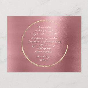Will You Be My Bridesmaid Rose Gold Circle Red Bin Invitation Postcard