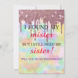 Will you be my bridesmaid? Rose Gold Dripping Invi Invitation