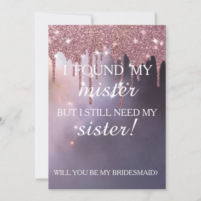 Will you be my bridesmaid? Rose Gold Dripping Invi Invitation (Front)