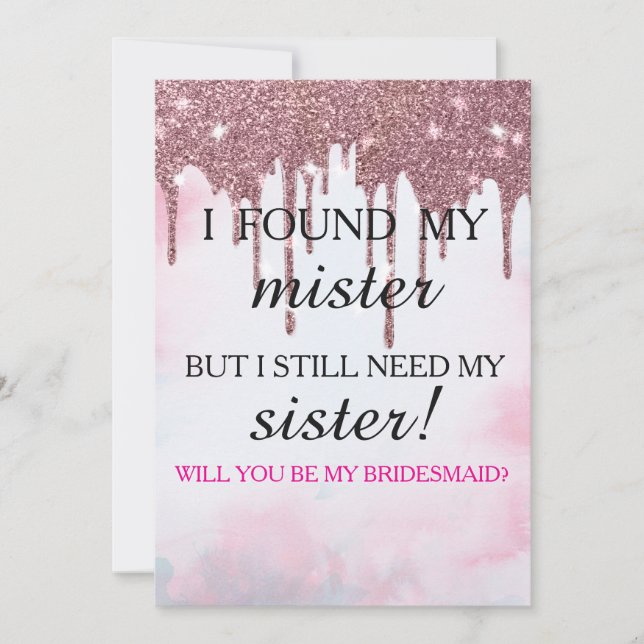Will you be my bridesmaid? Rose Gold Dripping Invi Invitation (Front)