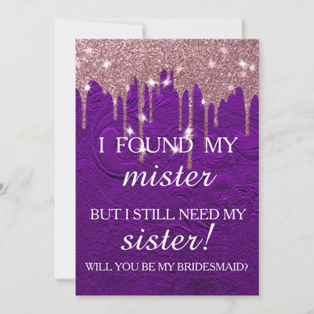 Will you be my bridesmaid? Rose Gold Dripping Invi Invitation (Front)