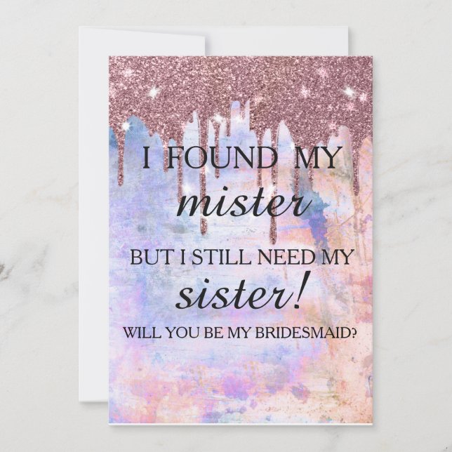 Will you be my bridesmaid? Rose Gold Dripping Invi Invitation (Front)