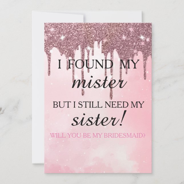 Will you be my bridesmaid? Rose Gold Dripping Invi Invitation (Front)