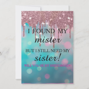 Will you be my bridesmaid? Rose Gold Dripping Invi Invitation