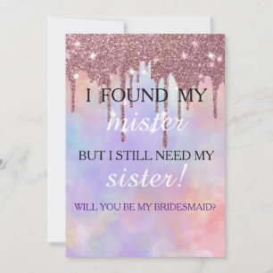 Will you be my bridesmaid? Rose Gold Dripping Invi Invitation