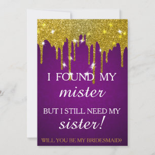 Will you be my bridesmaid? Rose Gold Dripping Invitation