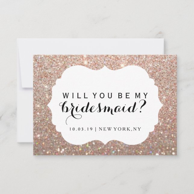 WIll You Be My Bridesmaid - Rose Gold Fab Dressed Invitation (Front)