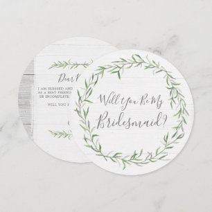 Will You Be My Bridesmaid Rustic Wood & Wreath Invitation