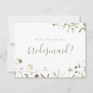 Will you be my bridesmaid Sage Wildflower Boho Invitation