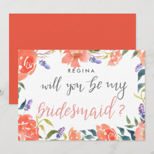 Will You Be My Bridesmaid Script Bright Florals Invitation