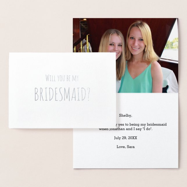 Will You Be My Bridesmaid Silver Foil Paisley Foil Card (Display)