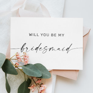 Will you be my bridesmaid. Simple black and white Postcard