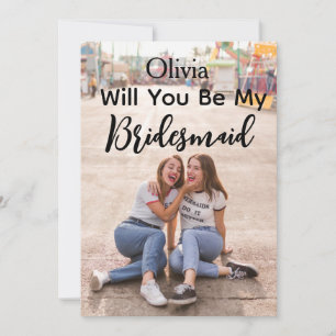 Will You Be My Bridesmaid, simple Modern Photo Invitation