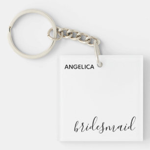 Will you be my bridesmaid simple pastel pink gold key ring