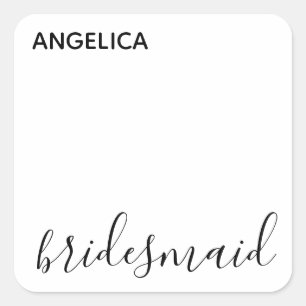 Will you be my bridesmaid simple pastel pink gold square sticker