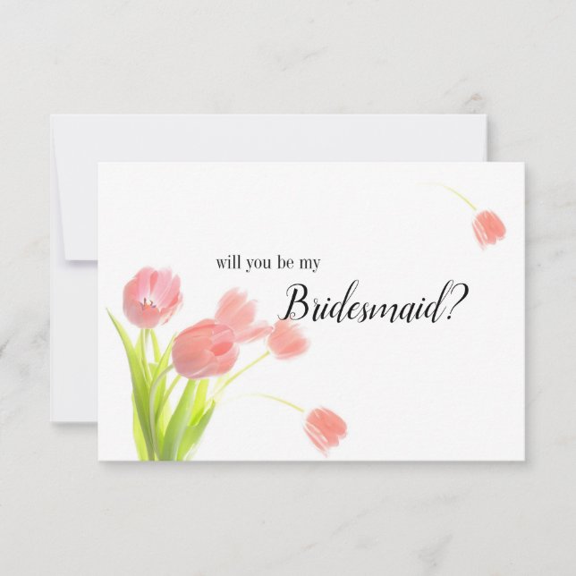 Will You Be My Bridesmaid Soft Pink Tulips (Front)