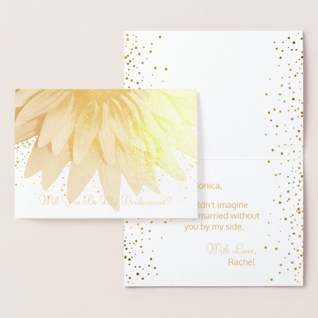 Will You Be My Bridesmaid Sunflower Gold Foil Foil Card (Display)
