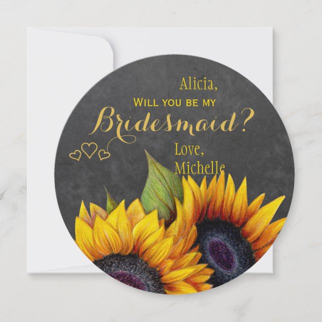 Will you be my bridesmaid sunflowers invitation (Front)